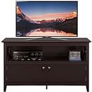 Yaheetech Wooden TV Stand for TVs Up to 50 inch, Media Entertainment Center Table, TV Cabinet Table with Storage Open Shelf & 2 Doors for Living Room, Espresso