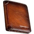 SENYIDUCAN BanYaNu RFID Trifold Wallet for Men - Mens Genuine Leather Wallets - 11 Credit Card Holders - Mens Tri Fold Wallet with 2 Money Cash Slots - Gift For Man