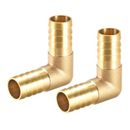 14mm Barb Hose Fitting 90 Degree Elbow Pipe Coupler Tubing Adapter 2pcs - Gold Tone - 1.65" x 1.65" x 0.59"(L*H*T)