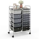15 Drawers Storage Trolley Mobile Rolling Utility Cart Home Office Organizer