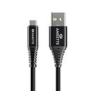 Amkette PowerPro Type C Fast Charging Cable, USB to Type C Fast Charging with Up to 480 Mbps transfer speed for Smartphone and 6 Months Warranty - 1 Meter (Black)