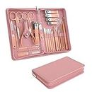Tseoa Manicure Set Personal care, Nail Clipper Kit, Professional Nail Clipper Pedicure Set, Nail Tools with Luxurious Travel Case, Gifts for Men Women Family Friend, 31 Pieces (Pink)