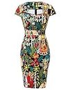 GRACE KARIN Vintage Clothes for Women Evening Party Short Sleeve Knee-Length Dress Floral-35(CL7597) Medium