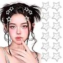 BOFUNX 12 Stücke Stern Haarspangen Silber Y2K Haarschmuck Pentagramm Hair Clips für Mädchen und Frauen, 3cm