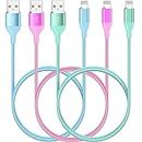 iPhone Charger Cable 6ft Apple Lightning Cable 3Pack MFi Certified Colorful Nylon Braided USB Fast Charging Cord for iPhones 14 13 12 11 Pro Max X XS XR SE 8 7 6 5 S Plus