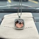 David Yurman 925 Silver 20mm Albion Pendant MORGANITE & Diamonds 18" Necklace