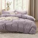 Bedsure Duvet Cover King Size - Soft Prewashed King Duvet Cover Set, 3 Pieces, 1 Duvet Cover 104x90 Inches with Zipper Closure and 2 Pillow Shams, Dusty Purple, Comforter Not Included