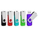 Aiibe 5 Pack 64 GB Flash Drive USB Sticks Thumb Drive 64 GB USB 2.0 Flash Disk Jump Drive Multi Pack USB Stick Pack Zip Drives 64GB with Led Light (5 Colors,64gb)