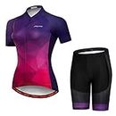 PSPORT Women's Cycling Clothing Short Sleeve Bike Jersey Sets Bib Shorts Summer Cycling Sets Reflective