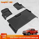 Floor Mats Liner Set For 2010-2014 Ford F-150 F150 SuperCrew Cab TPE All-Weather