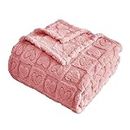 FY FIBER HOUSE Flannel Throw Blankets with Heart Checkered,Soft Warm Blankets for Lover Mom Father Friends Gifts,Washable Lightweight Fuzzy Blanket for Couch Sofa Bed All Season(Pink,90"x108")