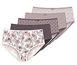 Delta Burke Intimates Women's Stretch Microfiber Brief Panties 5-Pack (Large fits size 7, Dalia-SmokeyTaupe-Geo-Solids-Brown)