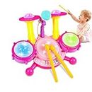 Cozybuy Kids Drum Set for Toddlers 1-3, 1 Year Old Girl Gifts Toddlers Drum Toys with 2 Drum Sticks, Beats Flash Light and Adjustable Microphone Baby Girl Toys, Birthday Gifts for 1-6 Year Old Girl