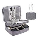 OrgaWise Large Travel Cable Organizer Bag Electronics Accessories Case Three-Layer for iPad Mini, Kindle, Hard Drives, Cables, Chargers-Grey (Three-Layer-Grey)