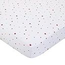 ED Ellen DeGeneres Doodle Dog - 100% Cotton Fitted Crib Sheet, Multi Star Print, Ivory, Royal, Red, Yellow