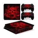 ROIPIN for PS4 Pro Version Skin for Console and Controllers, Vinyl Sticker Skins for Play-Station 4 Pro, Wrap Decal Cover Protective Accessories for Playstation 4 Pro(Red Skull)