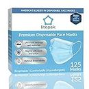 Litepak 125-Pack Disposable Face Mask Premium Comfort Earloops with Dispenser Box