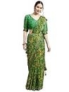 SIRIL Women's Floral Printed Chiffon Saree with Unstitched Blouse Piece (1976S514_Green)