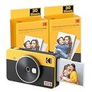KODAK Mini Shot 2 Retro 4PASS 2-in-1 Fotocamera istantanea e stampante fotografica (5,3 x 8,6 cm) + confezione da 68 fogli, giallo