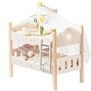ROBOTIME Baby Doll Bunk Beds for 18 inch Dolls, Wooden Baby Doll Beds Toys Cribs fits American Girls (Wood, 2 Pcs Beds