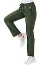 TBMPOY Women's Quick Dry Hiking Scrub Pants Lightweight Sun Protection Stretch Mountain Trousers with Zipper Pockets(Army Green US M)