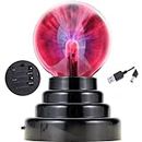 PowerTRC Plasma Ball, 3 inch Plasma Night Lamp, USB or Batter Powered Respond to Touch Plasma Globe, Party Props, Home Bedroom Decoration Christmas Novelty Gift for Kids