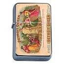Perfection In Style Silver Flip Top Oil Lighter Vintage Tobacco Labels Design 003