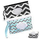 Baby Wet Wipes Pouches, 2 pezzi Baby Wet Wipes Dispensers, Travel Wet Wipes Bags, Portable Baby Wipe Caso, Riutilizzabile Wet Wipe Holder Bag, Travel Wipe Dispenser per Baby (nero/blu)