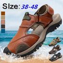 Summer Mens Leather Walking Comfort Hiking Sandals Outdoor Beach Casual Shoes