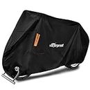 AUTOWT Motorcycle Cover, Waterproof Durable Tear Resistant Motorbike Scooter Mopeds Cover All Season Protection from Snow Dust UV with Large Locking Hole Storage Bag for Honda, Yamaha, Suzuki, Harley