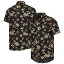 Unisex Black Star Wars Boba Fett Floral Print Button-Up Shirt