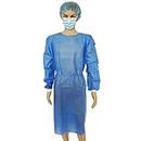 10 Pack Disposable Protection Gowns, Adult Universal Isolation Non-Woven Aprons, Blue Protective with Long Sleeves, Neck and Waist Ties for Non-sterile Examinations, Disposable Lab and Visitor Coat