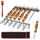BBQ Skewers Stainless Steel Set with Holder, Kebab Grill Skewers with 6 Barbecue Grill, Meat Skewers Accessories for Meat Shrimp Chicken Vegetable, Gas Grill, Outdoor BBQ