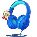 KLYLOP Kids Headphones with Microphone, Wired Headphone for Kids for School, Volume Limiter 85/94dB, Over-Ear Girls Boys Headphones for Kids with Share Function, Foldable Headset for iPad Kindle Fire