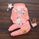 Hello Kitty girls clothing suit kids hooded jacket +T-shirt +pants 3Set  Clothes