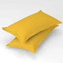 Homefab India 2 Piece Satin Stripe Glace Cotton Pillow Covers - Yellow