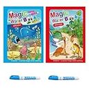 VGRASSP Reusable Magic Water Coloring Painting Book for Kids - Self Drying Water Pen - Fun and Learn Cartoon Educational Drawing Pad (Pack of 2) (VGWB02)