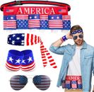 4 Pcs 4Th of July Accessories for Men Patriotic Beverage Beer Belt American Flag