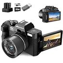 Monitech Digital Cameras for Photography 4K,48MP Vlogging Camera for YouTube and Video,with 180° Flip Screen,16X Digital Zoom, WiFi&Auto Focus,2 Batteries, 32GB TF Card,s100-WT