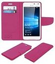 ACM Mobile Leather Flip Flap Wallet Case Compatible with Microsoft Lumia 650 Mobile Cover Pink