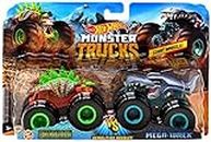 Hot Wheels Monster Trucks Demolition Doubles Motosaurus Vs Mega-Wrex 1:64 Scale,Multicolor