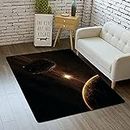 AMBATTERY 3D Cosmic Planets Small Carpet Black Room Carpet 60x90cm Dining Room Rugs, Carpets For Kitchen Corridor Bathroom, Door Rug