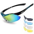 Cycling Glasses UV Protection, Sport Polarized Sunglasses with 5 Lenses for Women Men Suitable for Driving, Cycling, Fishing, Running and Golf