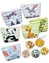 TOOYEP 6 Pieces Animal Jungle Party Theme Coin Pouch for Kids with Badges I Wallet for Girls, Small Pocket Purse, Earphone Cards Holder, Money Purse for Return Gift, Party Favor Gift for Kids