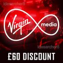 £50 de descuento Virgin Media paquete de televisión por Internet de banda ancha código de descuento de referencia de registro