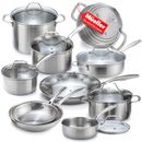 Mueller Pots and Pans Set 17-Piece Ultra-Clad Pro Stainless Steel Cookware Set