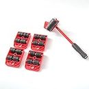 Sunnyflowk Furniture Lifter Easy Moving Sliders 5 Packs Mover Tool Set Heavy Furniture Appliance Moving & Lifting System (Red)