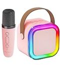 Kinglucky Mini Karaoke Machine for Kids Gifts Adults (Cute Little & Portable) Bluetooth Speaker with Wireless Microphone (Sound Loud) Birthday Gifts for Girls 3-12 Years Old Toddler Toys - Pink