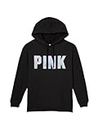 Victoria's Secret PINK Fleece Pullover Campus Hoodie, Women's Sweatshirt, Pure Black, XS