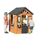 Backyard Discovery Sweetwater All Cedar Wood Playhouse | Half Size Door | Side Window | Play Accessories | Pot and Pans with Utensils | Working Doorbell | 5 Year Limited Warranty